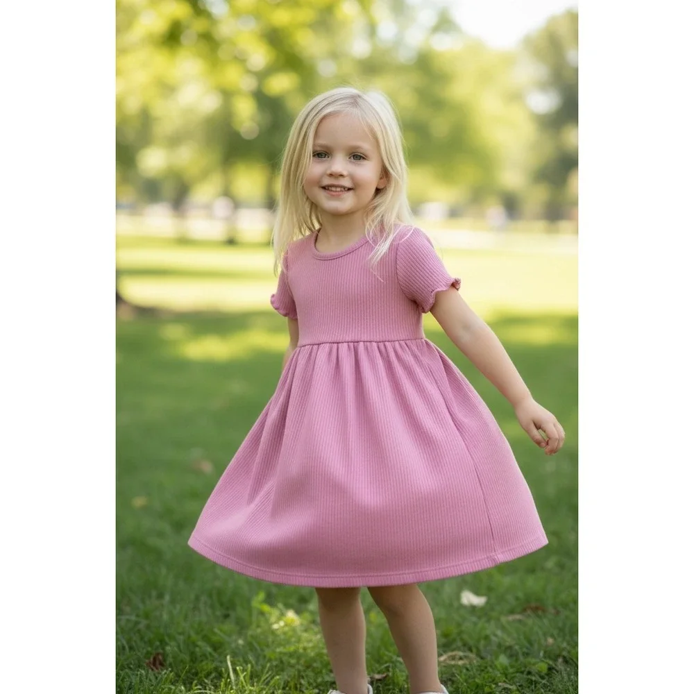 Cat & Jack Ribbed Pink Casual Dress